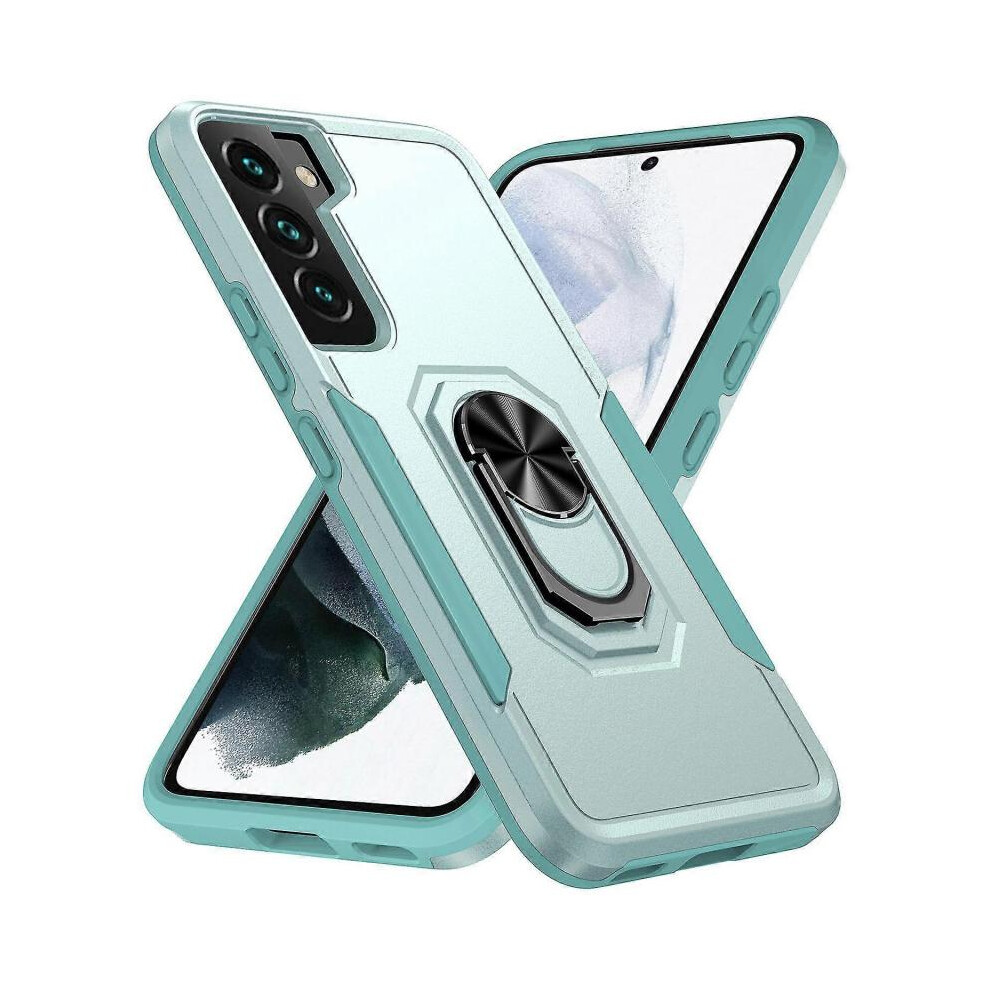 Samsung Galaxy S21 Case with Tempered Glass Screen Protector, Shockproof Military-Grade Phone Case with Ring Kickstand Case 6.2" (Green)