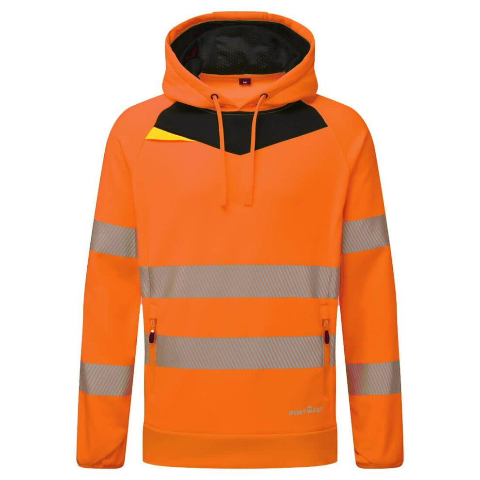 (M, Orange/Black) Portwest Mens DX4 Hi-Vis Pullover Hoodie