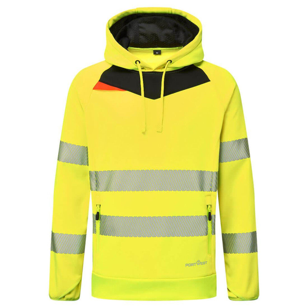 (S, Yellow/Black) Portwest Mens DX4 Hi-Vis Pullover Hoodie