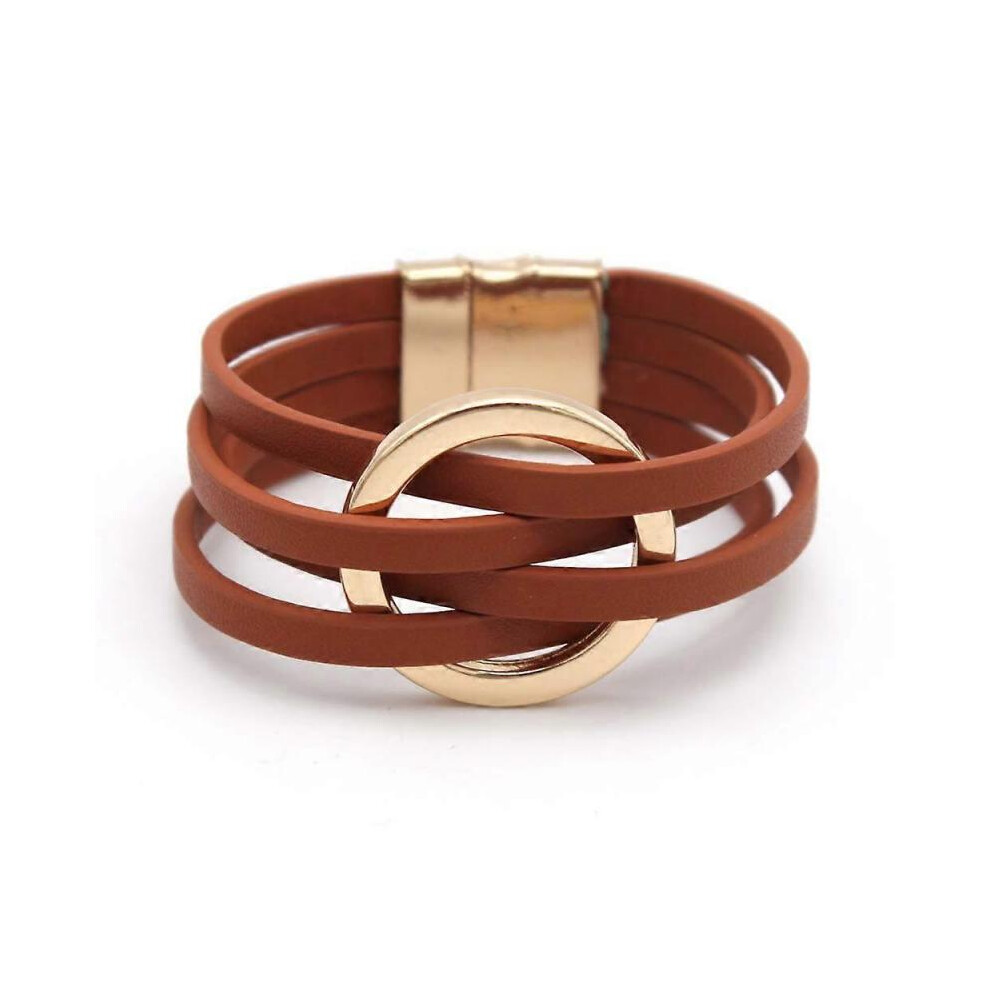 Leather Bracelets for Women 2022 Fashion Bracelets & Bangles Elegant Multilayer Wide Wrap Bracelet Female Jewelry Gift