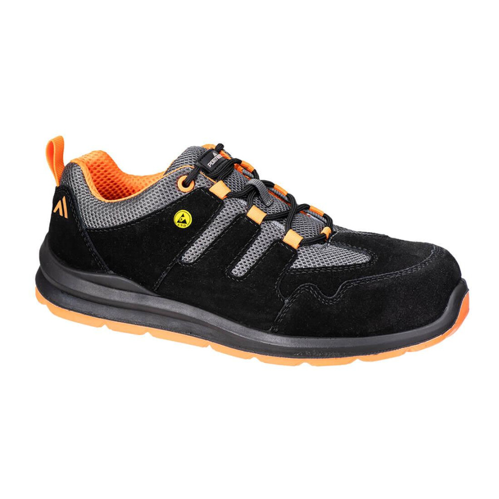 (9 UK, Black/Orange) Portwest Unisex Adult S1 ESD SR FO Cow Suede Composite Toecap Safety Trainers