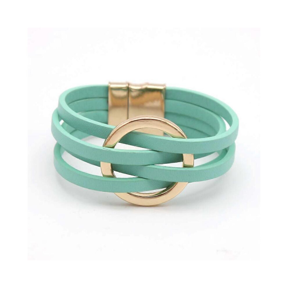 Leather Bracelets for Women 2022 Fashion Bracelets & Bangles Elegant Multilayer Wide Wrap Bracelet Female Jewelry Gift