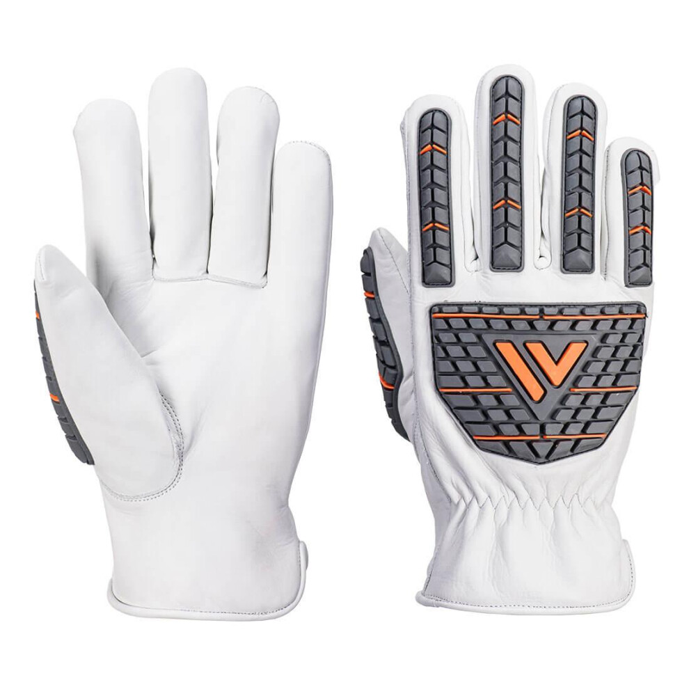 (9, White) Portwest Impact Split Leather Driving Gloves