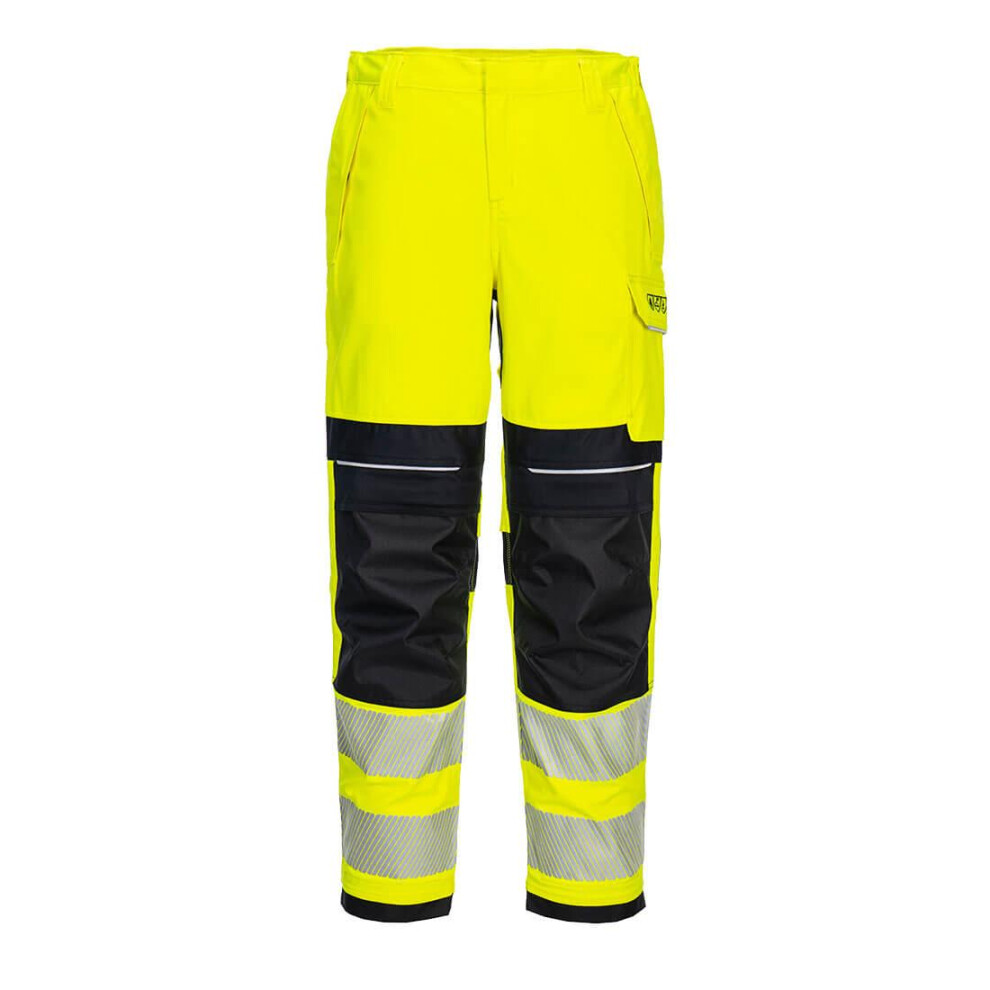 (32R, Yellow/Black) Portwest Womens/Ladies PW3 Modaflame Hi-Vis Work Trousers
