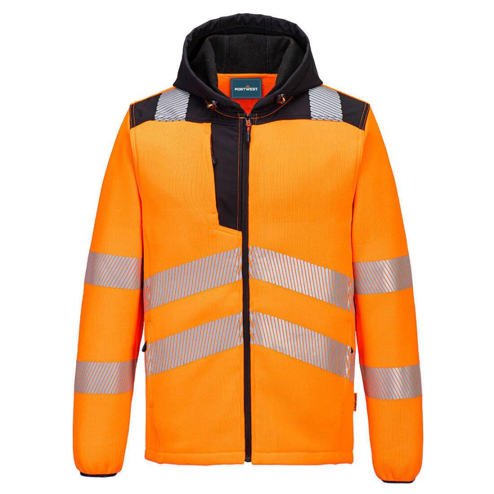(3XL, Orange/Black) Portwest Unisex Adult Technical Hi-Vis Safety Fleece Jacket