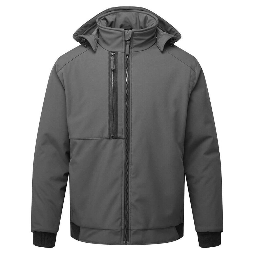 (L, Metal Grey) Portwest Unisex Adult WX2 Eco Hooded Insulated 2 Layer Soft Shell Jacket