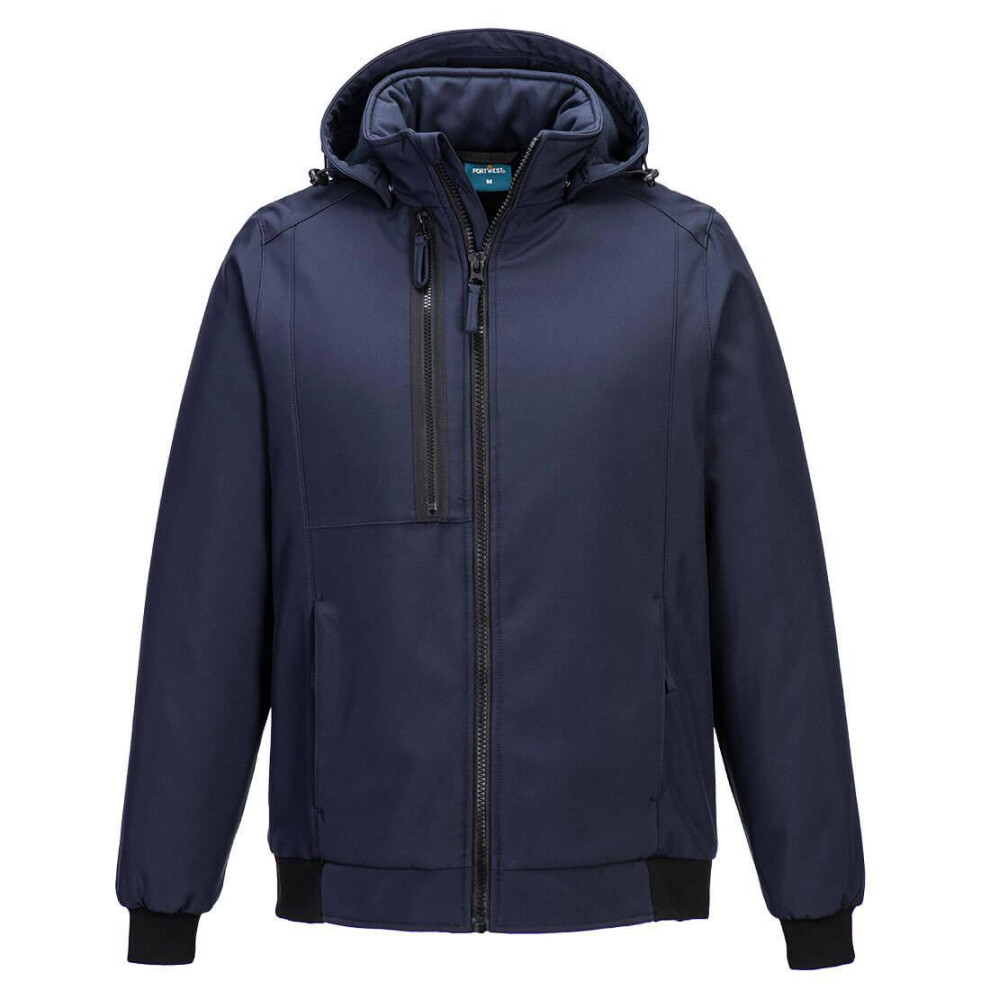 (XXL, Dark Navy) Portwest Unisex Adult WX2 Eco Hooded Insulated 2 Layer Soft Shell Jacket