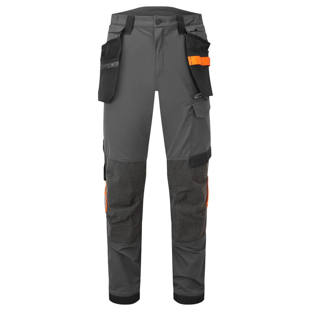 (46R, Metal Grey) Portwest Mens EV4 Stretch Detachable Holster Pocket Work Trousers