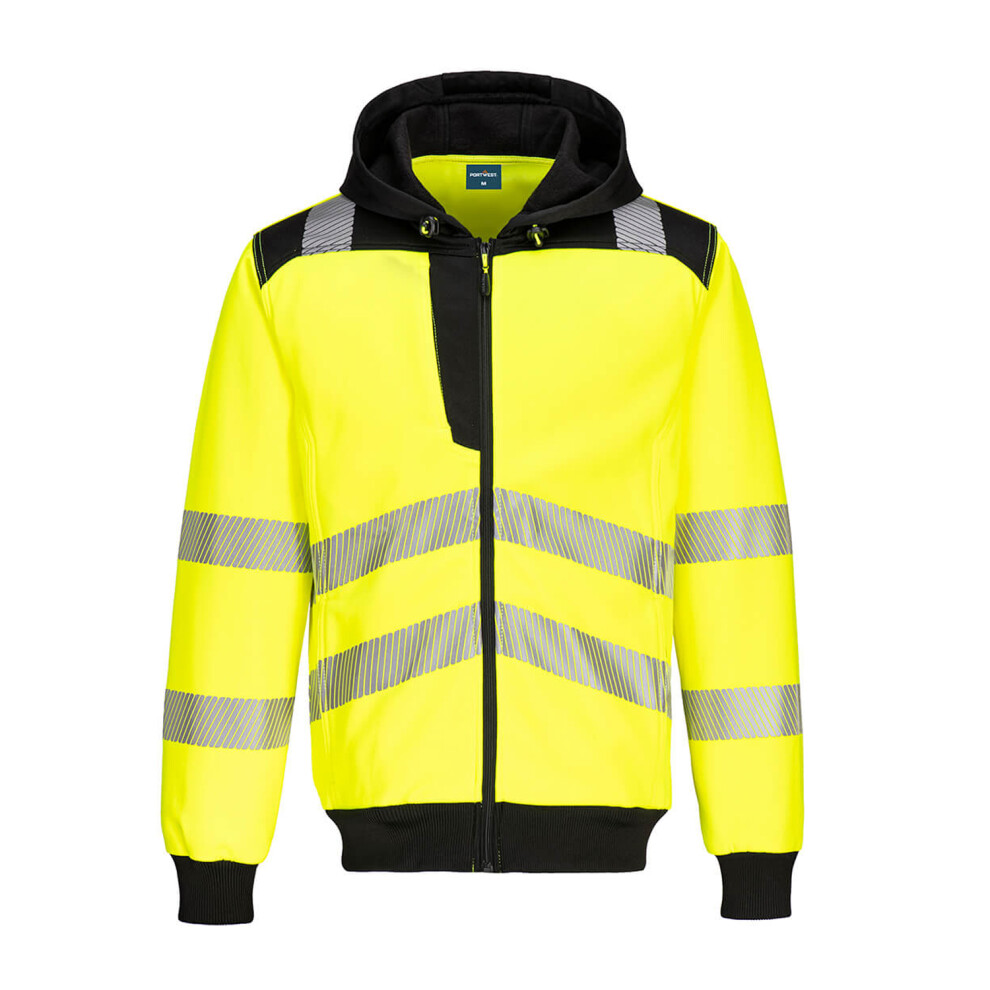 (S, Yellow/Black) Portwest Unisex Adult PW3 Hi-Vis Full Zip Hoodie