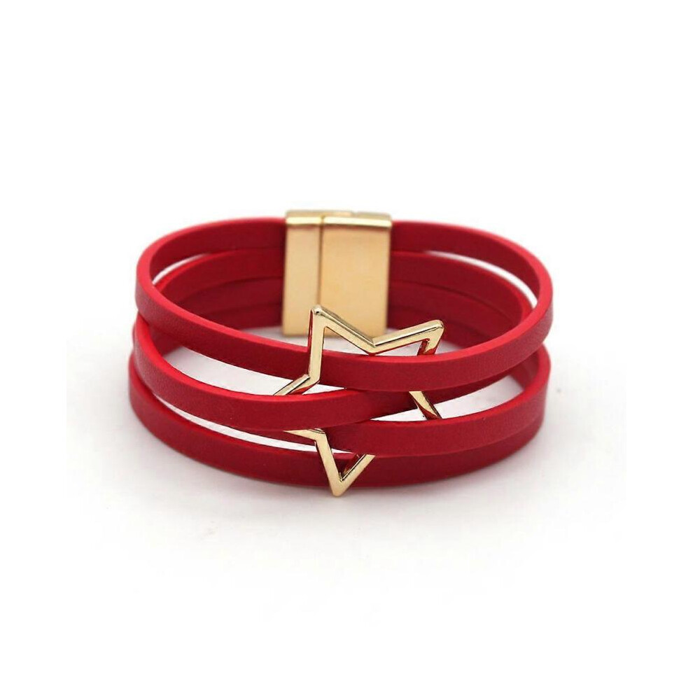Leather Bracelets for Women 2022 Fashion Bracelets & Bangles Elegant Multilayer Wide Wrap Bracelet Female Jewelry Gift