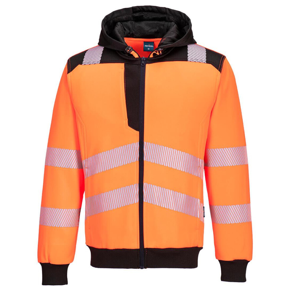 (4XL, Orange/Black) Portwest Unisex Adult PW3 Hi-Vis Safety Full Zip Hoodie