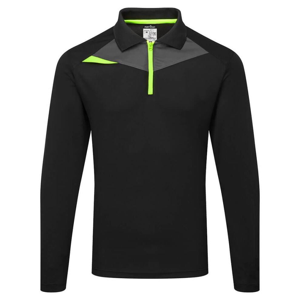 (XL, Black) Portwest Mens DX4 Long-Sleeved Polo Shirt
