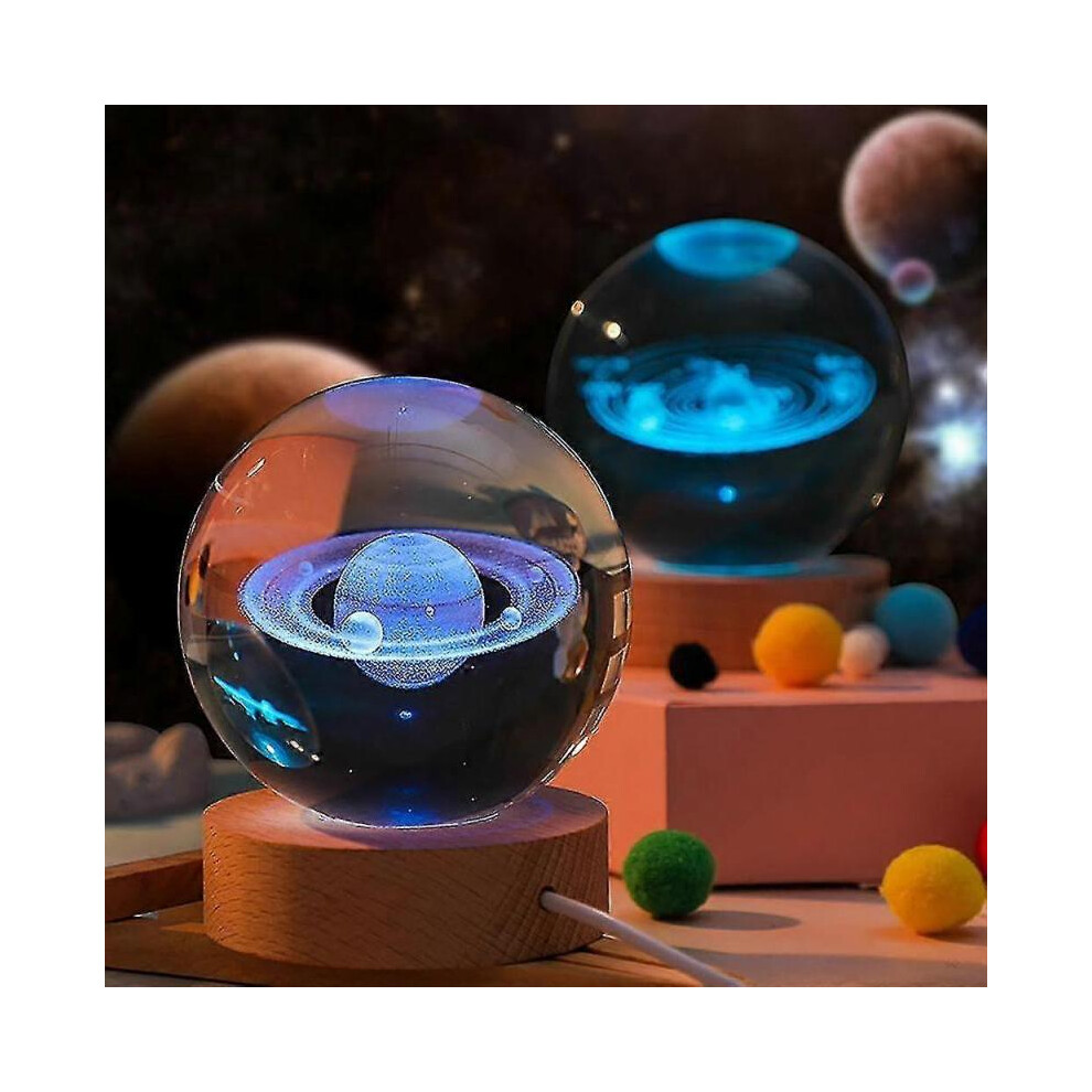 (Christmas Snowman) 3d Glowing Crystal Ball Night Light Ornament,creative Coloful Night Scene Lamp With Base,for Home Decor Gift