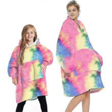 (7-12 Years, Tie Dye) Blanket Hoodie Fluffy Fleece Hoodie Blanket For Women