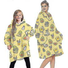 (One Size, Avocado - Yellow) Blanket Hoodie Fluffy Fleece Hoodie Blanket For Women