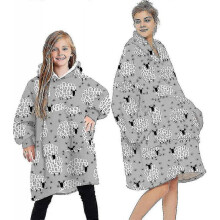 (7-12 Years, Sheep - Grey) Blanket Hoodie Fluffy Fleece Hoodie Blanket For Women