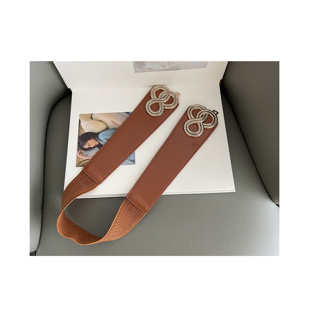 (Tan)Ceinture élastique femme polyvalente pour robes pulls chic noir et camel