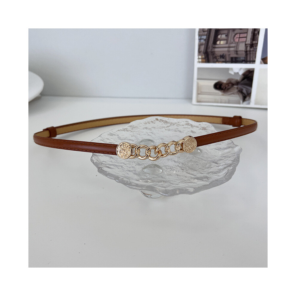 (Camel)Élégante ceinture femme en cuir PU avec fermeture simple crochet pour robes et pulls