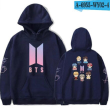 (M, Navy) Bts Hoodie Love Yourself Long Sleeve Unisex Hoodie Sweatshirt