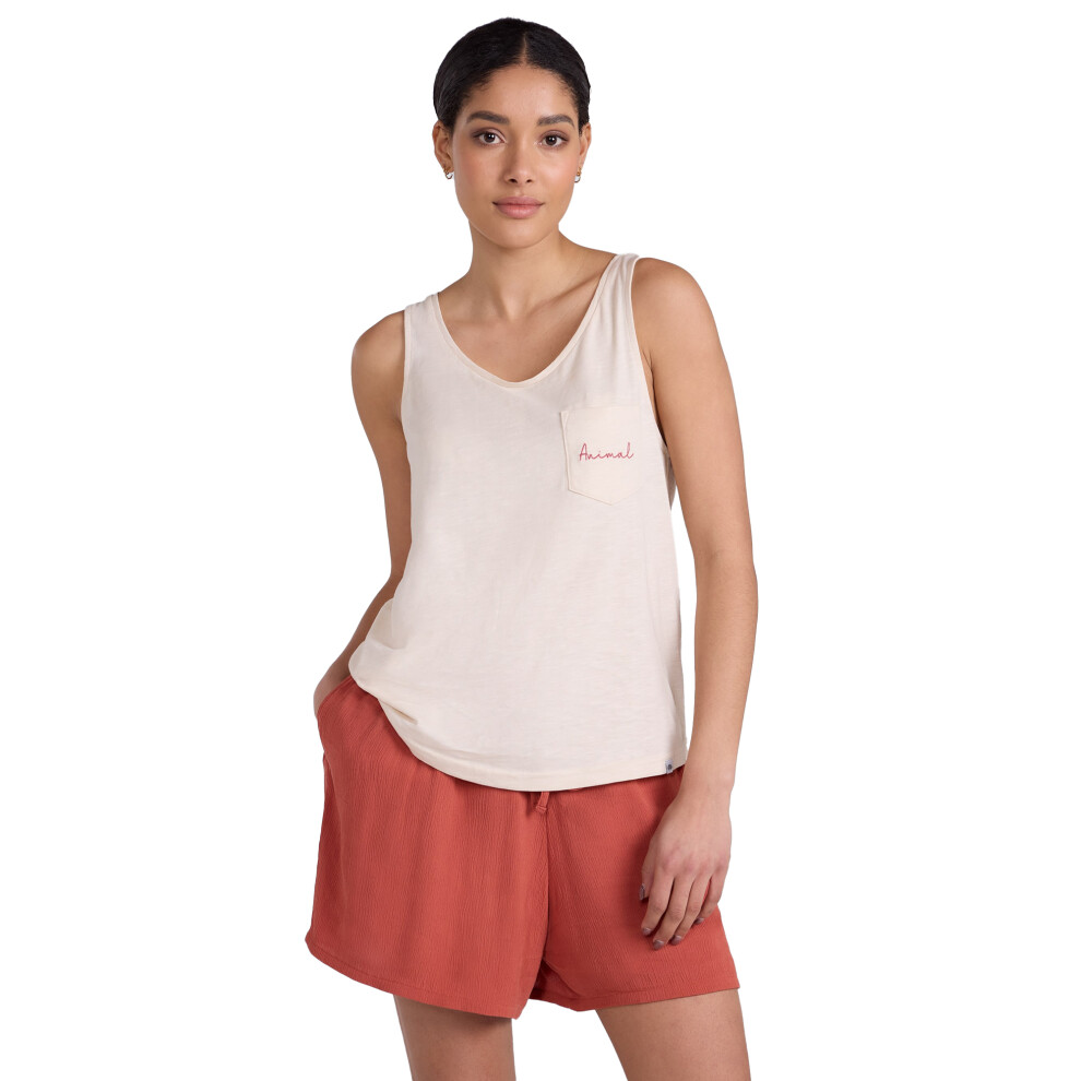 (18 UK, Off White) Animal Womens/Ladies Tank Top