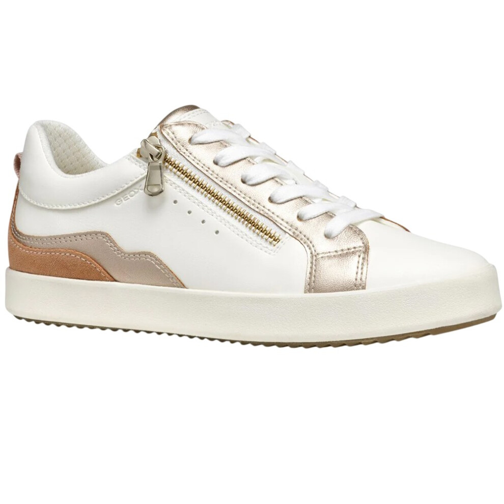 (3 UK, Optic White/Nude) Geox Womens/Ladies D Blomiee Suede Trainers