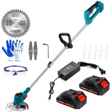 21V Cordless Electric Strimmer Grass Trimmer Weeder Garden Edger +2 Battery