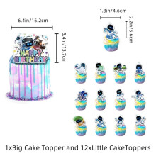 (13pcs Cake Topper, Other) Astro Bot Theme Party Decoration Robot Latex Balloon Banner Boys Game Background Cake Topper Astronaut Tableware Party Supplies