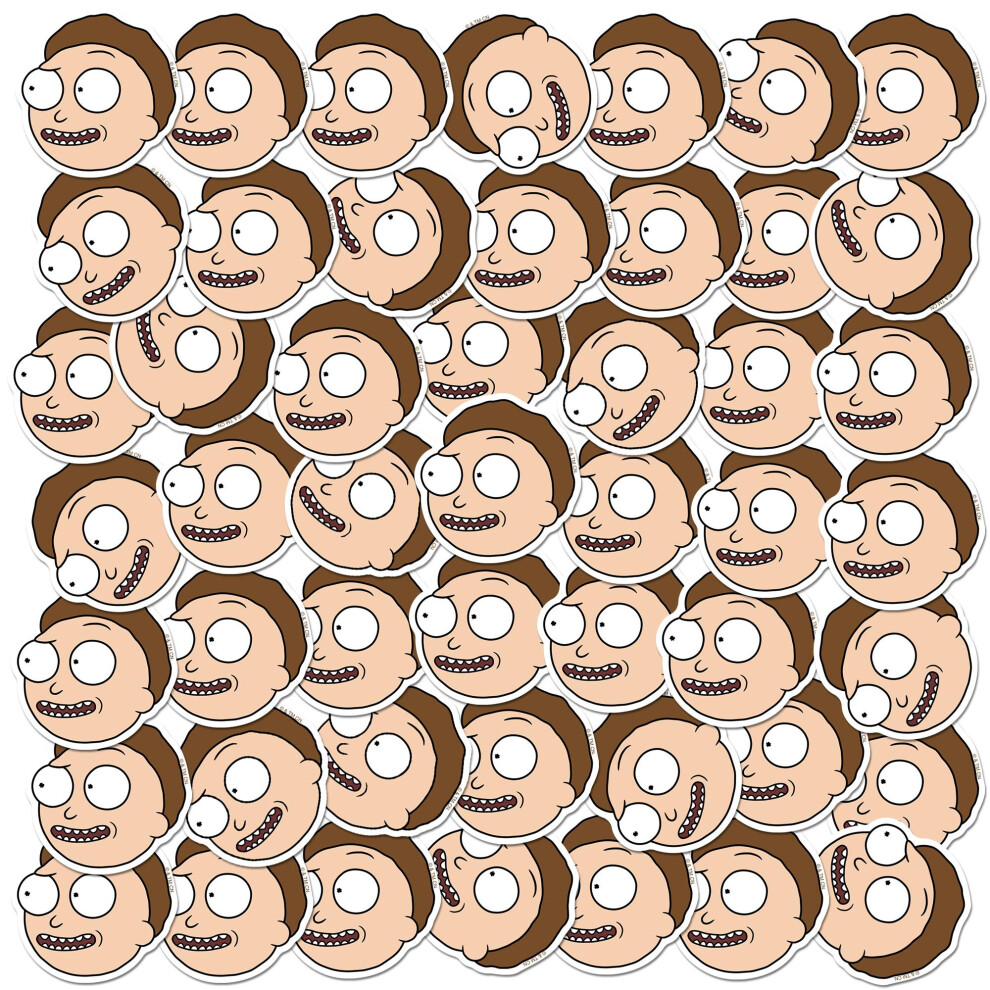 Rick And Morty Deluxe Faces Morty Stickers (Pack of 50)