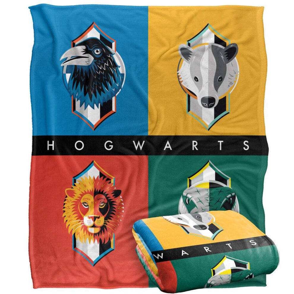 Harry Potter Bold Hogwarts Houses Blanket