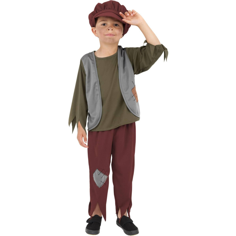 Smiffys Boys Poor Victorian Costume Set - Green/Burgundy / 7-9 Years - Image 2
