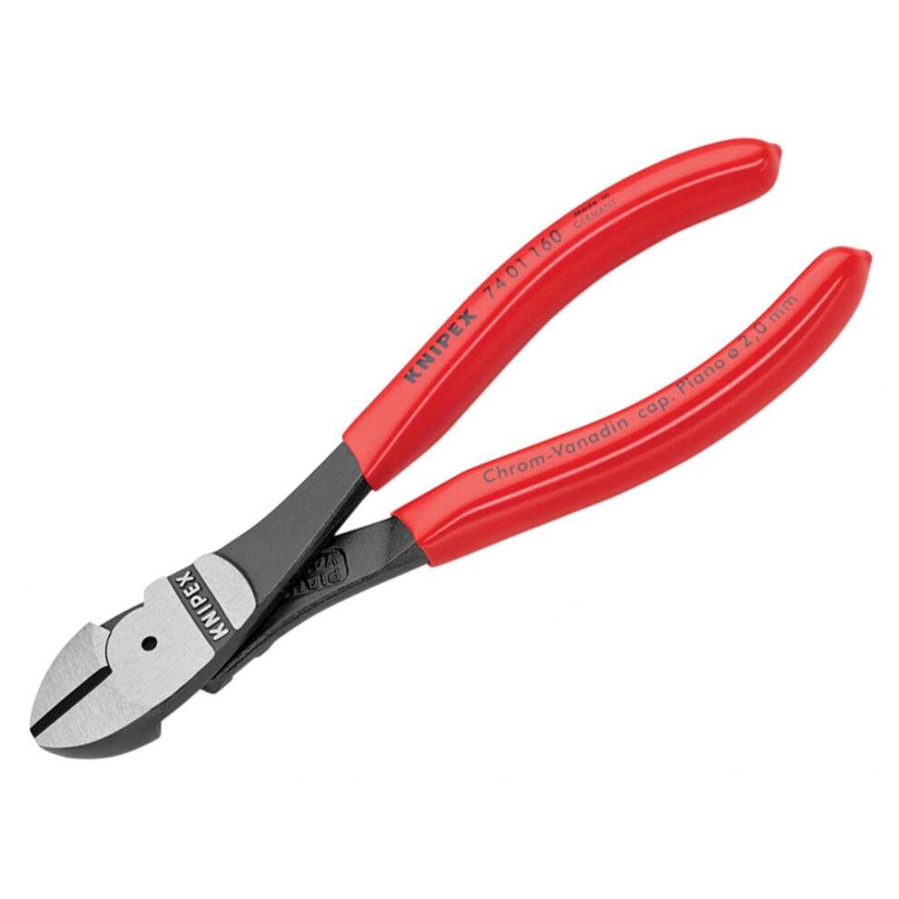Knipex 74 01 Series High Leverage Diagonal Cutters, Plastic Coated Grips
