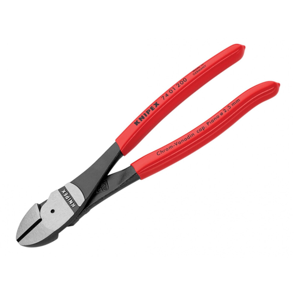 Knipex 74 01 Series High Leverage Diagonal Cutters, Plastic Coated Grips