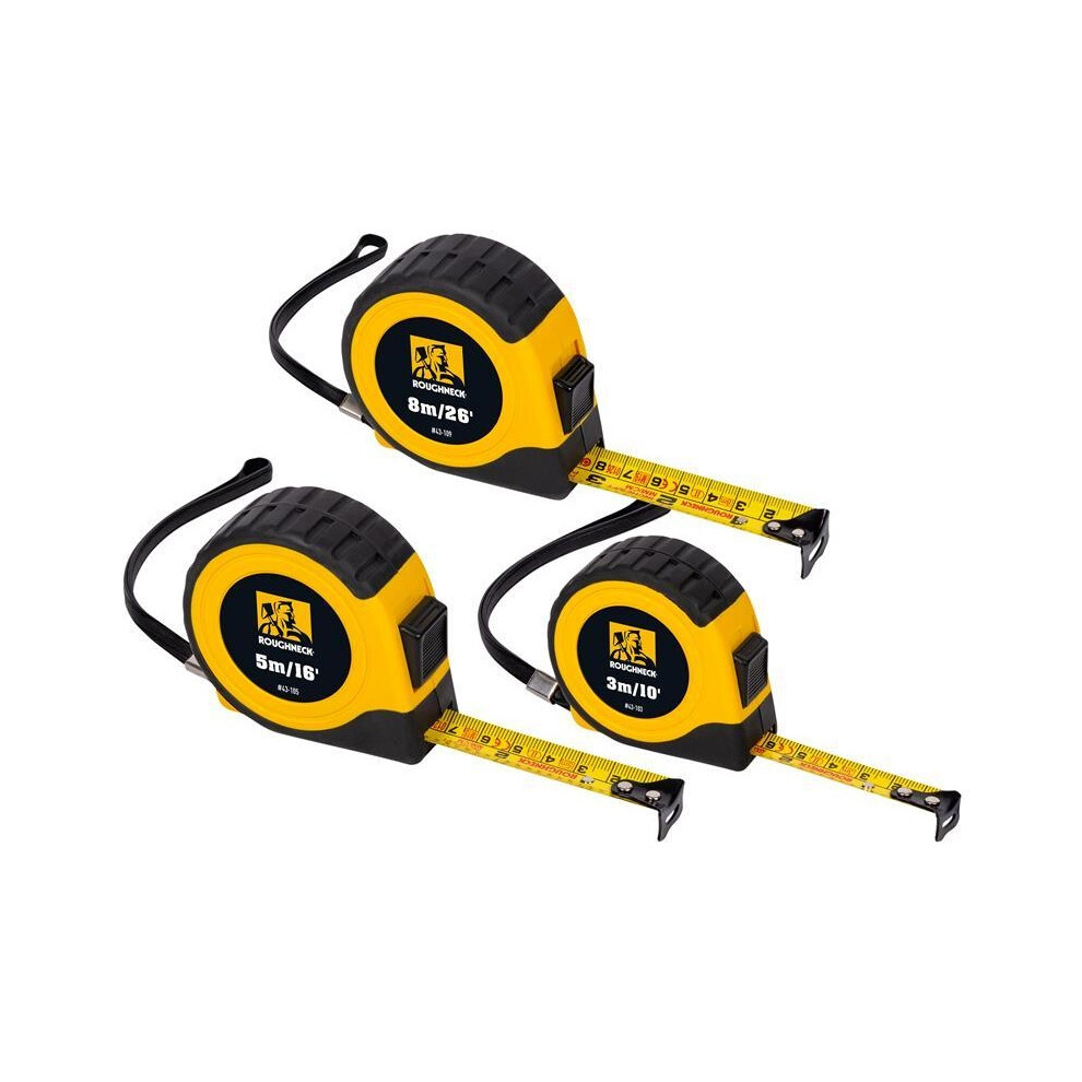 Roughneck E-z Read Tape Measure Set, 3 Piece