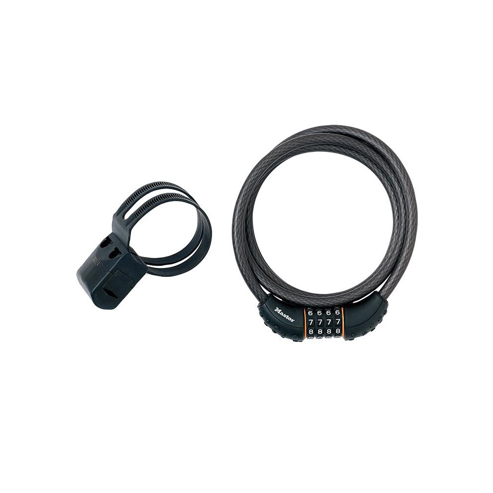 Master Lock Black Braided Steel Combination Cable 1.8m X 10mm