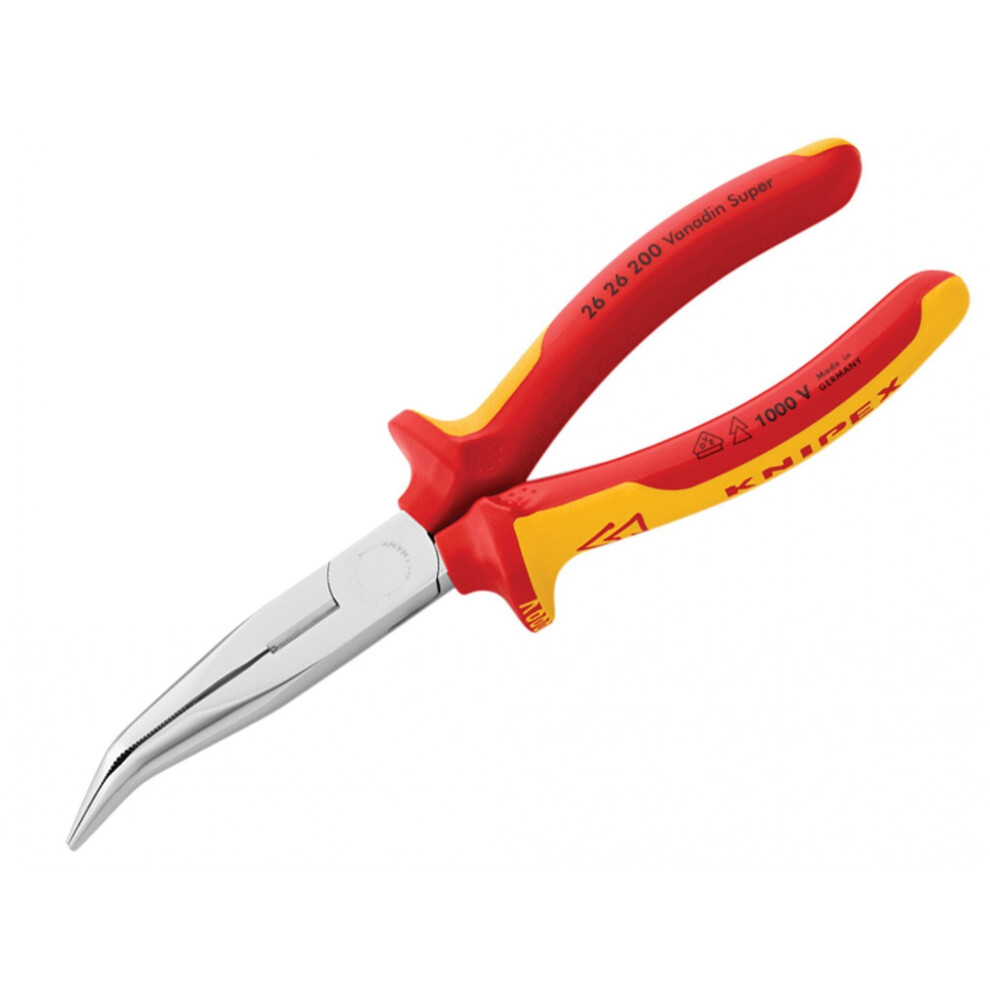 Knipex Vde Long Bent Snipe Nose Side Cutting Pliers 200mm