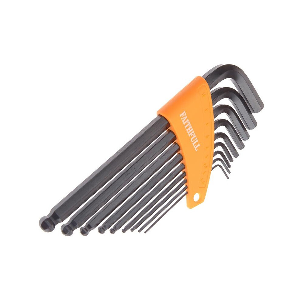 Faithfull Metric Ball End Long Arm Hexagon Key Set, 9 Piece