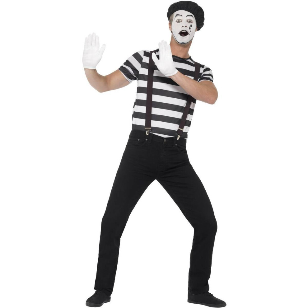Smiffy's (L, ) Mens Mime Artist Costume Set Black/White