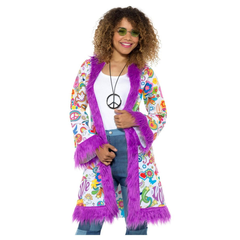 (M, Multicoloured) Smiffys Womens/Ladies 60s Groovy Hippie Coat
