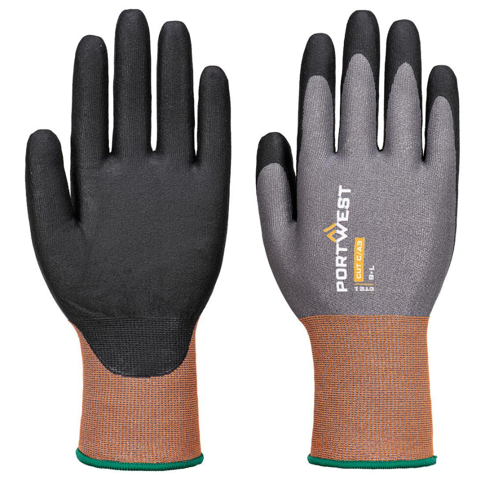(XL, Grey/Black) Portwest Unisex Adult CT21 - CT Cut C Nitrile Safety Gloves