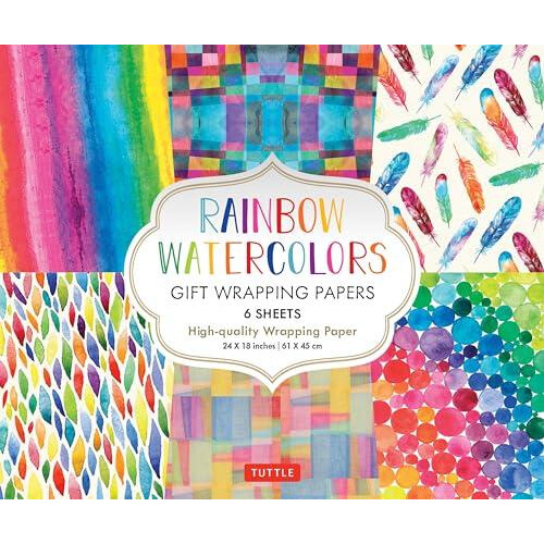 Rainbow Watercolors Gift Wrapping Papers 6 sheets by Tuttle Editors Pa