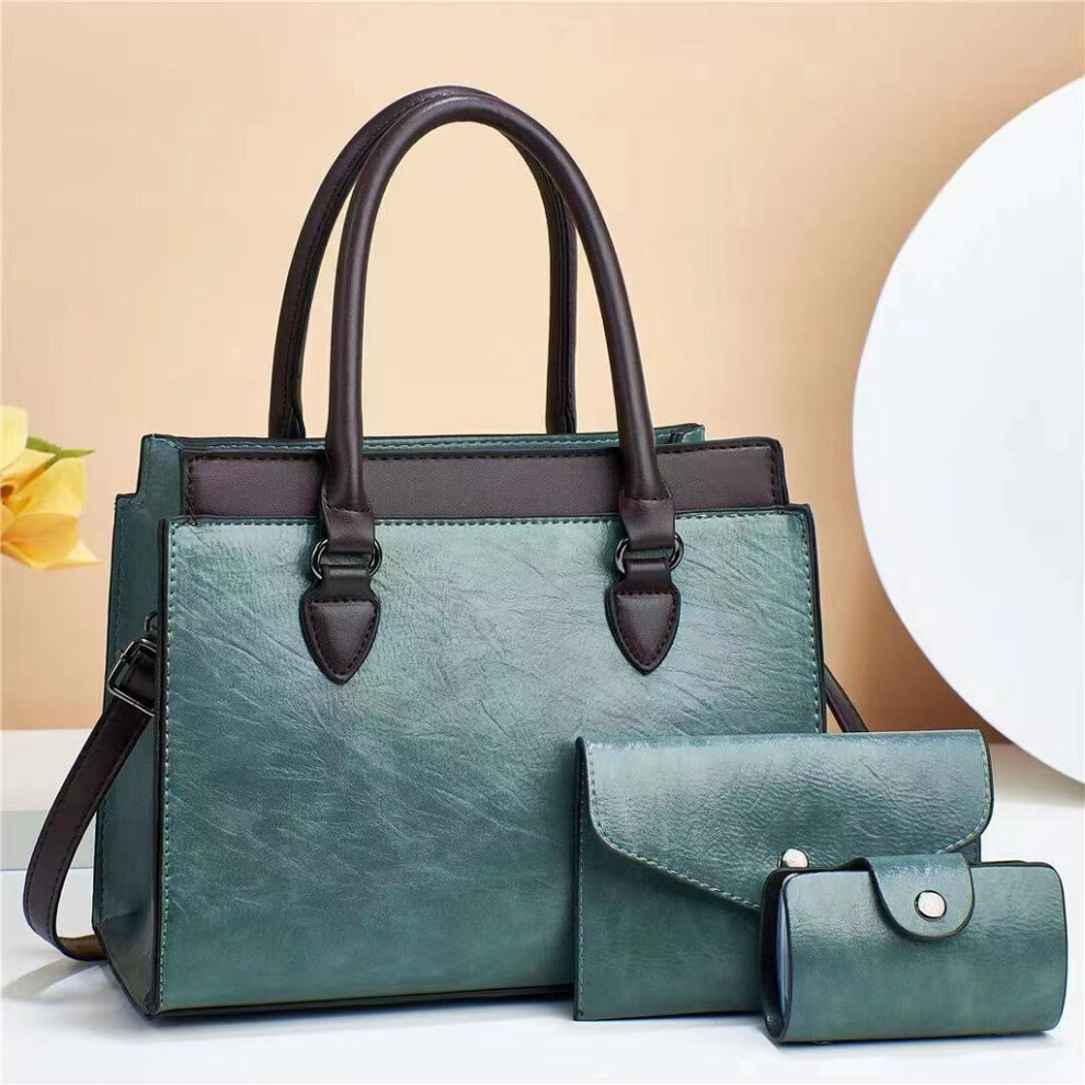(Green)Ensemble sac à main décontracté chic noir bordeaux rouge pour femme avec chaîne tendance et serrure éléments
