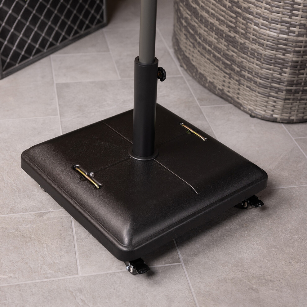 Charles Bentley 37.5Kg Square Concrete Parasol Base Umbrella Stand With Wheels