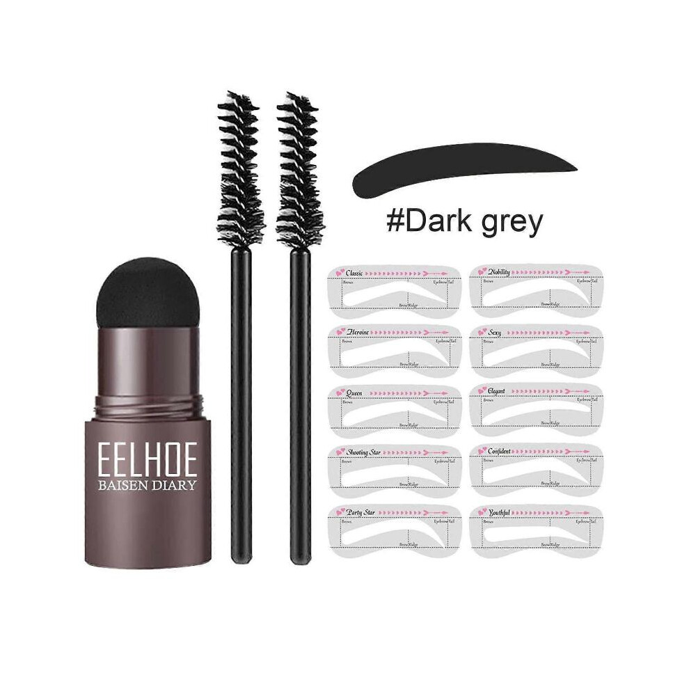 (dark grey set) Eyebrow Stamp Shaping Kit Eye Brow Waterpoof Powder Stencils Definer Makeup Set