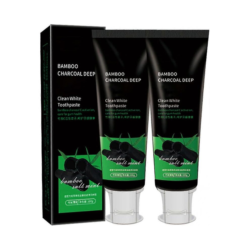 2Pcs Bamboo Charcoal Deep Toothpaste Teeth Fluoride Free Clean White Toothpaste