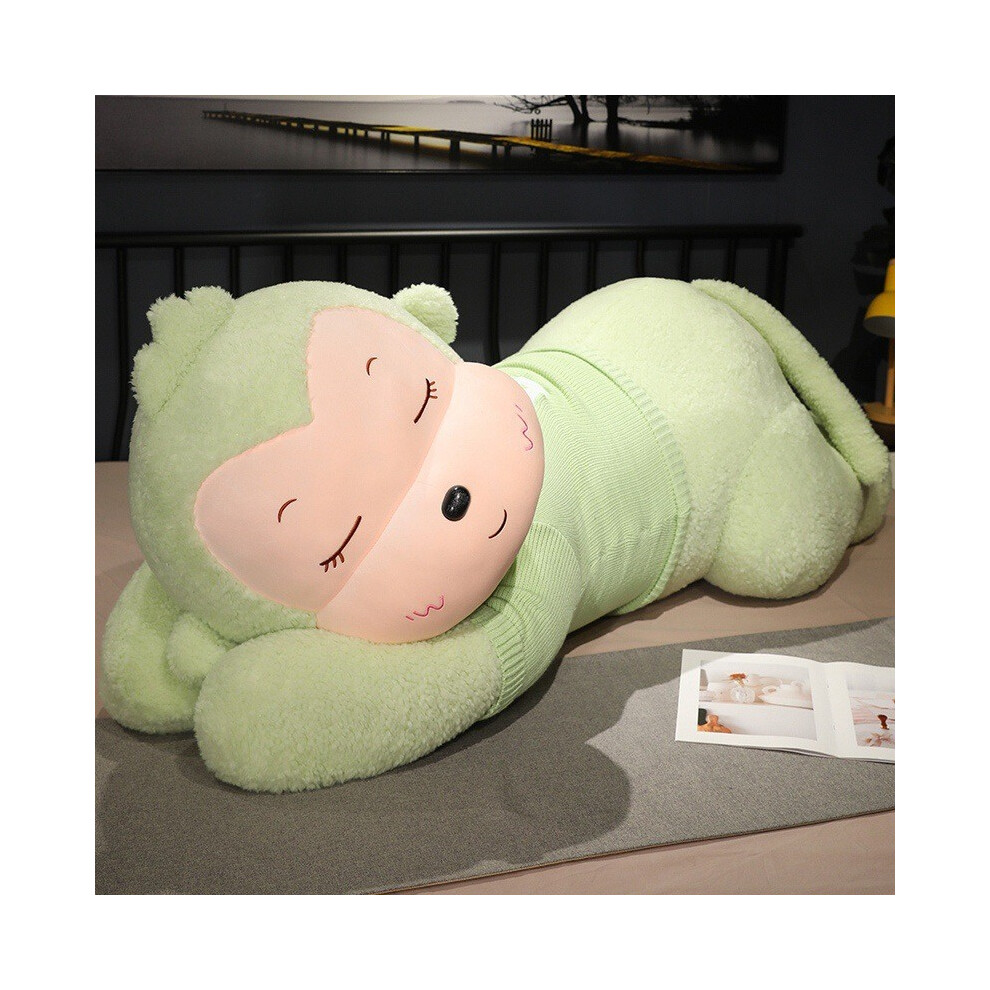 (Green,80cm/31.50in)Porter gilet pull petit singe poupée mignon peluche compagnon oreiller dormir