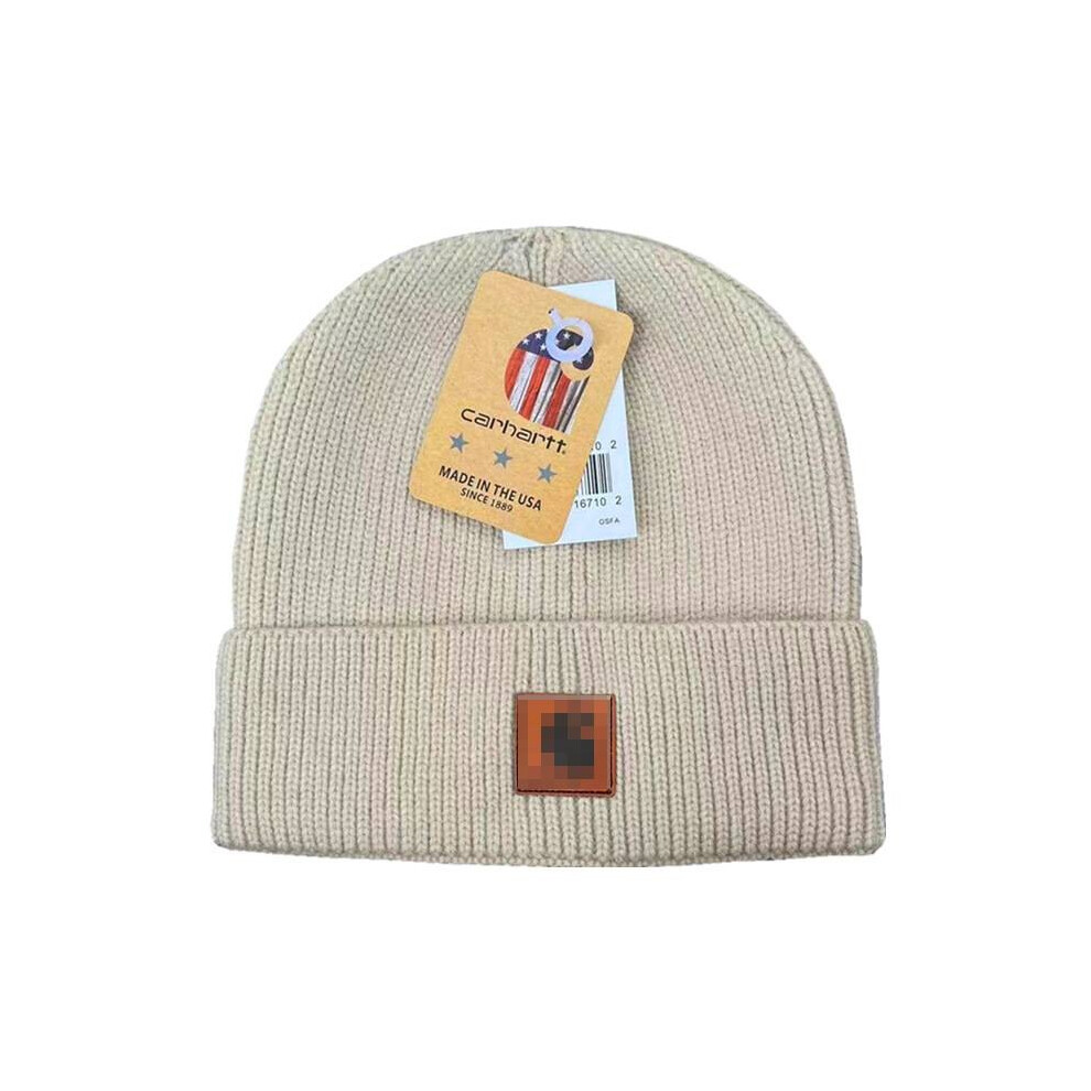 (Beige)Casquette chapeau Carhartt unisexe hiver bonnet tricot épaissi garder au chaud cadeau mode