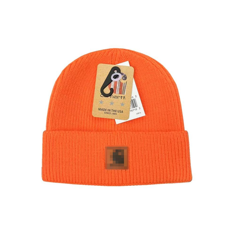 (Orange)Casquette chapeau Carhartt unisexe hiver bonnet tricot épaissi garder au chaud cadeau mode