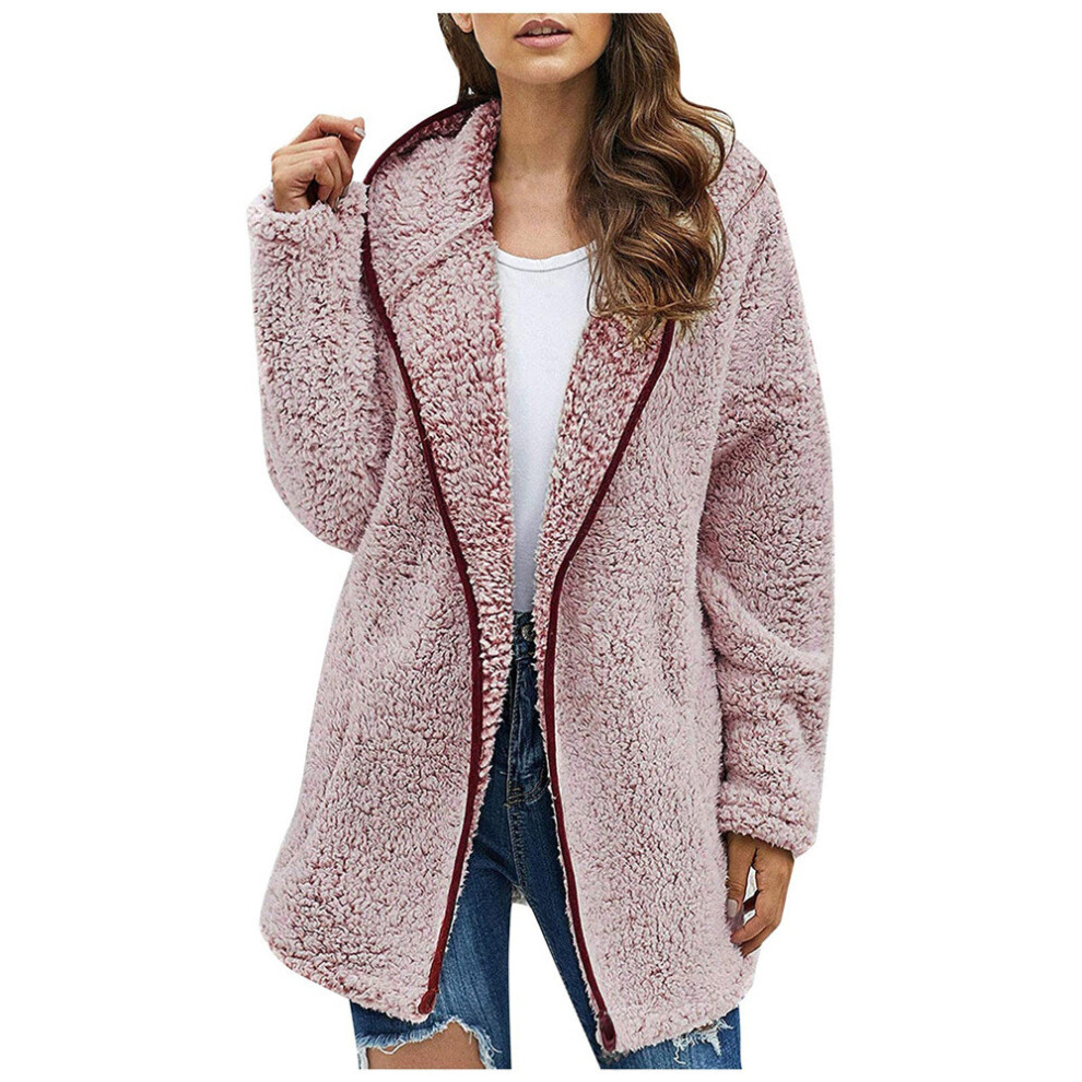 (Pink,3XL)Peluche femme sweat à capuche hauts manteau veste manteau automne hiver vêtements chauds