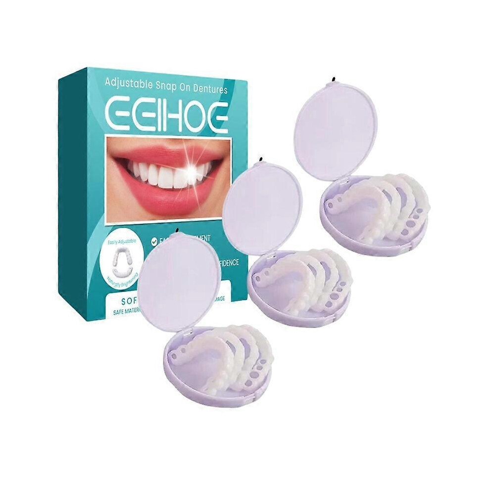 (3pcs) 1-3x Adjustable Snap-on Dentures, Veneers Denture Braces Plus Denture Cases, Temporary Fillings Braces Interdental Fillings Straightening Dentures Kit