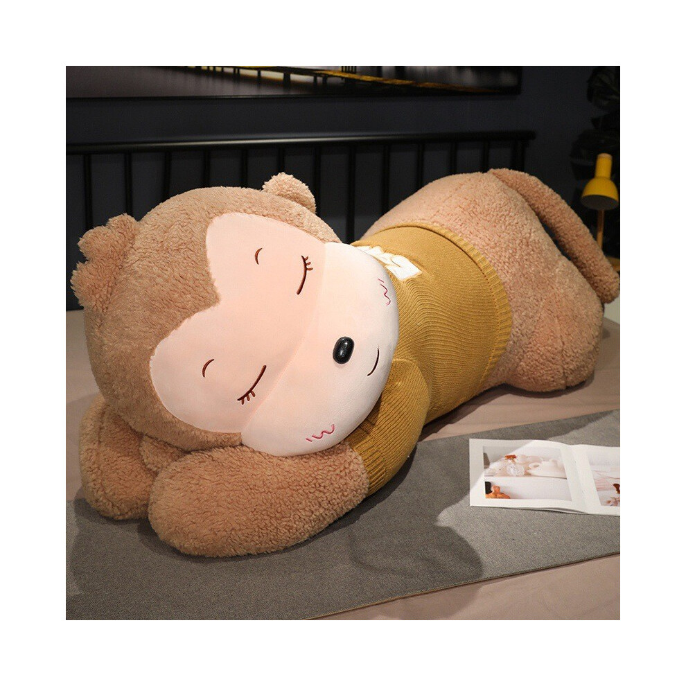 (Brown,80cm/31.50in)Gilet pull petit singe poupée mignon peluche compagnon oreiller de couchage